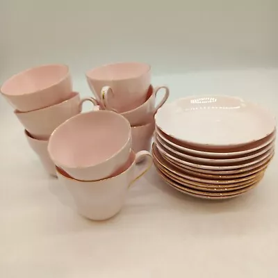 Buy Royal Tuscan Fine Bone China Pink And Gold Cups & Saucers X8  (#H1/21) • 14.99£