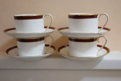 Buy Vintage Duchess/Royal Grafton  Warwick  Red & Gold Four Coffee Cups & Saucers • 9.99£