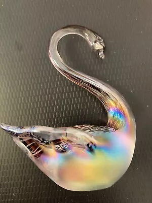 Buy Heron Glass Iridescent Swan Ornament • 2.50£