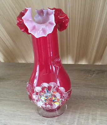 Buy Vintage Red Glass Hand Blown Vase • 10£