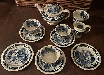 Buy Myott Son & Co Shakespeare Land England Blue Teapot 2 Cup Saucer Milk Jug Sugar • 29.99£