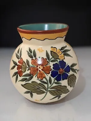 Buy Vintage Art Pottery Gouda Vase Floral Design Fully Marked • 14.99£