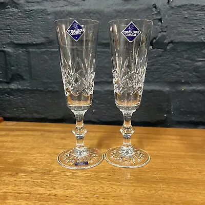 Buy Pair Of Edinburgh Crystal Champagne Flutes Tay Pattern Possibly. B66 • 29.99£