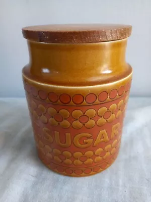 Buy Hornsea Saffron Sugar  Storage Jar Pot Wooden Lid Pottery Vintage  • 8.99£