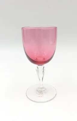 Buy Victorian Cranberry Glass Wine Glass With Faceted Stem • 14£