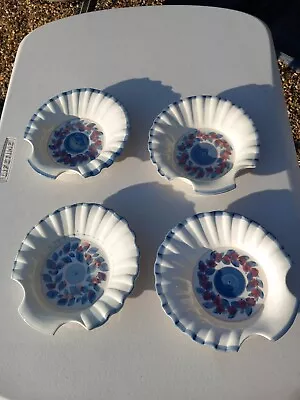 Buy 4 Jersey Pottery Scallop Dishes Blue And White Vgc • 18£