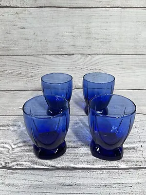 Buy 4 Anchor Hocking Berkeley Cobalt Double Old Fashioned Set 4  Blue Glass Tumblers • 25.92£