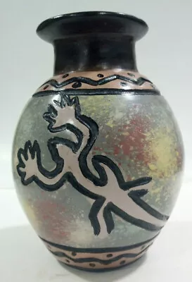 Buy Peruvian Pottery Vintage Chulucanas Vase Nazca Lizard Monkey Jarron Lagartija • 19.95£