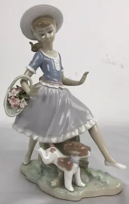 Buy Lladro  Mirth In The Country  Ceramic Figurine Girl Skipping With Basket & Dog • 12.99£
