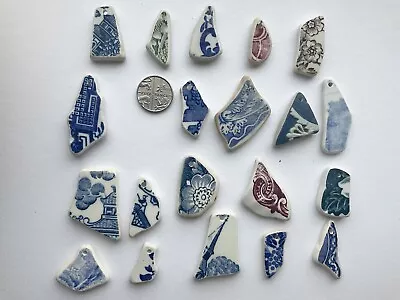 Buy 20 Drilled Sea Glass Style Pottery Pieces  Jewellery Bracelets Necklace # 697 • 9.99£