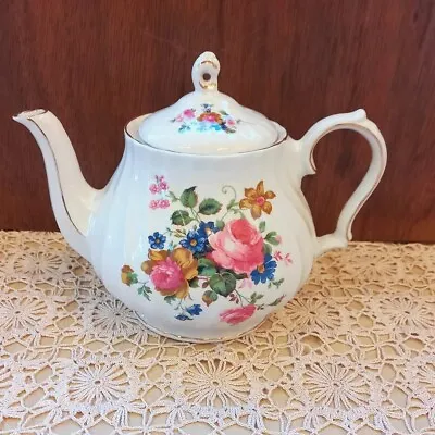 Buy Vintage 1960s SADLER Beautiful Bone China Teapot In Bright Floral Pattern • 17£