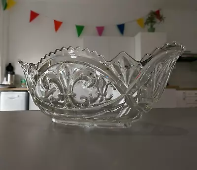 Buy Vintage Cut Glass Fruit Trifle Sweet Pudding Bowl Serving OVAL + LARGE • 22£