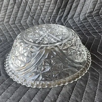 Buy Vintage Anchor Hocking Clear Glass Salad Serving Bowl W/ Stars And Bars  • 9.60£