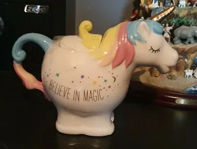 Buy George Home Unicorn Shaped Novelty Teapot Tea Pot White Stoneware Rainbow Magic • 20£