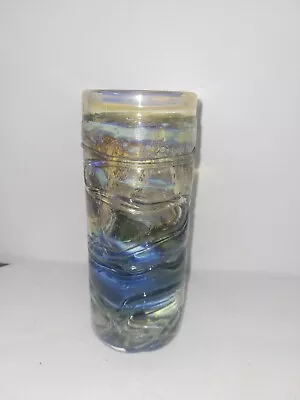 Buy Michael Harris Isle Of Wight Glass Vase Aurene With Trails Hight 6 1/2 Inch B22 • 55£