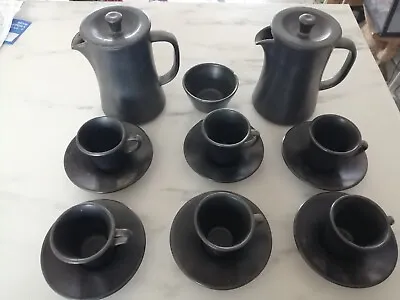 Buy Prinknash Pottery Coffee Set For 6 Pewter Metallic Grey 17 Pieces • 16£