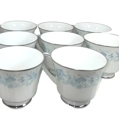 Buy Set Of 8 NORITAKE MILFORD CHINA TEA  COFFEE CUP #2227 Vintage Blue Flowers • 50.16£