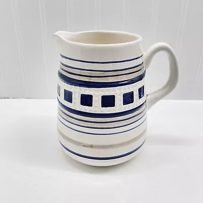 Buy Art Pottery Jug Pitcher Blue White Striped • 17.07£