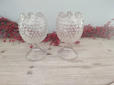 Buy Fenton Or Duncan Miller Hobnail Clear Glass Stemmed Rose Bowl/Vase • 46.03£