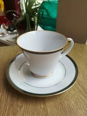 Buy Vintage Boots Hanover Green Cups & Saucers White Green Gold Gorgeous Fine China • 2.50£