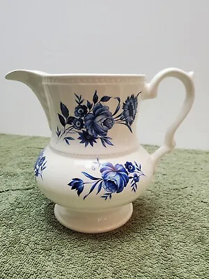 Buy Vintage Lord Nelson Pottery Pitcher Marked 12-73 White W/Blue Floral England  • 9.47£