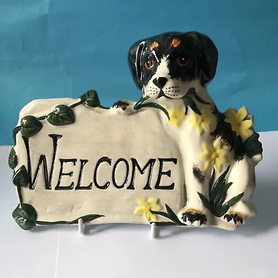 Buy Babbacombe Pottery - Studio Made “Welcome” Sign Featuring Dog • 22£