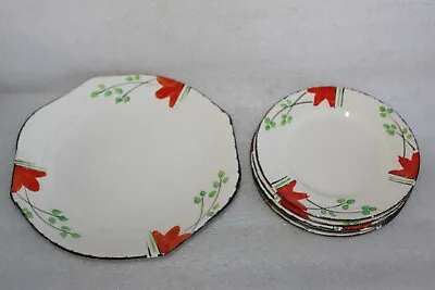 Buy Art Deco Swinnertons Ivory Sandwich Plate Set Vibrant Hand Painted Design • 9.99£