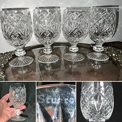 Buy Rare 4 STUART CUT CRYSTAL WINCHESTER CLARET RED WINE GLASSES Signed 5.25” VGC • 90£