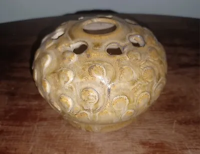 Buy Vintage Iden Pottery Rye Sussex Unique Beige / Brown Glazed Vase Flower Frog  • 14.99£