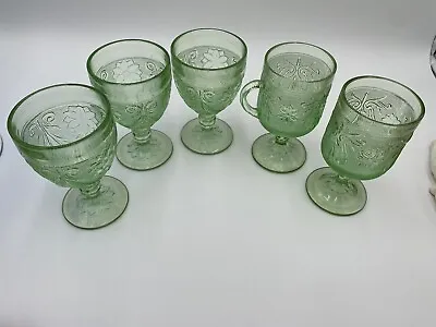 Buy Vintage Indiana Glass Tiara Light Green Chantilly Lot Of 5 Various Glasses • 18.85£