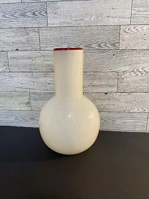 Buy Beautiful Studio Art Glass Hand Blown Vase White & Red 9  • 17.28£