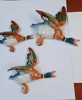 Buy Set Of 3 Beswick Flying Ducks Wall Plaques- 2 Have Pockets See Description • 99.50£