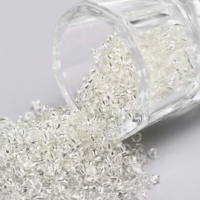 Buy 50g Silver Lined 2mm Clear Glass Seed Beads - Beading, Crafts, Jewellery Making • 2.15£