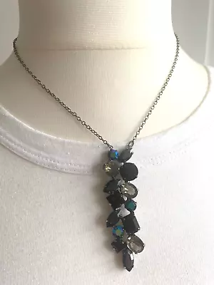 Buy M&S Necklace With Black, Clear & Iridescent Glass Stones. Adjustable Length, VGC • 3.80£