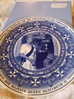 Buy Wedgwood Plate Queens Ware Blue/White Collection Limited Edition 2003 Coronation • 3£