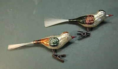 Buy 2 Vintage/Retro Mercury Glass Birds: Hand-blown Christmas/Xmas Baubles/ornaments • 39£