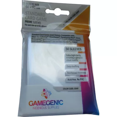Buy GameGenic Prime Standard Card Sleeves 66 X 91mm (50) Colour Code: Gray/Grey • 3.78£