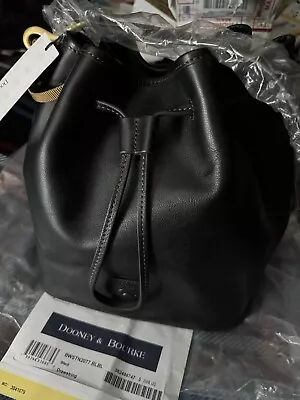 Buy NWT Dooney & Bourke Florentine Leather Drawstring Bag Black • 213.46£