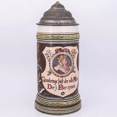 Buy 22.3 Cm - Villeroy & Boch Mettlach 1⁄2 Beer Pitcher Humpe Gambrinus No. 1861 - Circa 1895 • 145.06£