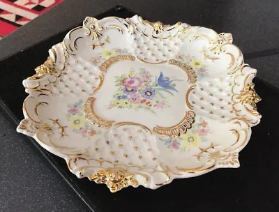 Buy Vintage Irish Dresden Porcelain Gilt Floral Lattice Flower Plate Dish Ireland • 48£
