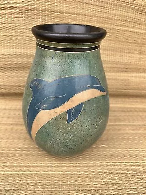 Buy Nicaraguan Art Pottery Clay Vase Dolphin Signed 7.5” Danilo Gallegos Y Geovany • 62.45£