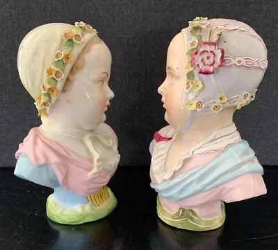 Buy Quality Pair Of 19th C. German Porcelain (dresden ?) Child Bust Figures Unmarked • 408.31£