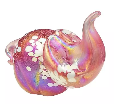 Buy Neo Art Glass Handmade Pink Glass Elephant Iridescent Paperweight Ornament • 49.99£