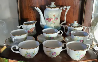 Buy 15 Piece Tea Set  Floral Trimmed In Gold Reproduction Limoges China • 23.80£