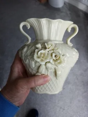 Buy Vintage Creamware Embossed Rose Vase,  Rose Bouquet Basket 15.5cm • 9.99£