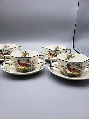 Buy Antique Royal Doulton  Lytton  Set Of Four  2 Handled Cups W/Saucers • 180.62£