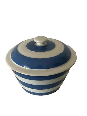 Buy T G Green Butter Dish Blue White Banded Lid Early Black Cornish Ware Backstamp • 65£
