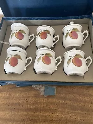Buy Set Of Royal Worcester Flameproof Porcelain Evesham Pot De Creme Chocolate Cups • 49.99£