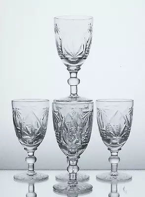 Buy Five Signed WEBB CORBETT Lead Crystal GOTHIC Cut Sherry  Wine Glasses - 100ml • 30£