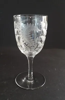 Buy Victorian  Engraved ETCHED Wine GLASS GOBLET  BUTTERFLIES C1880 • 49.99£